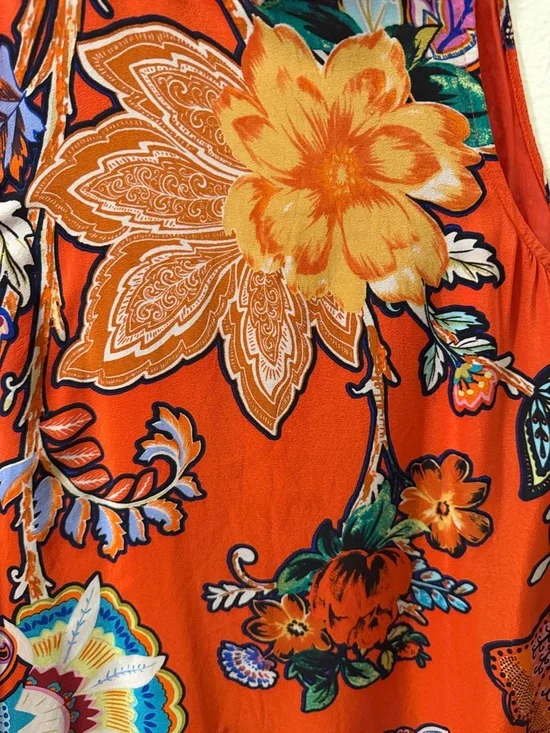 Maeve Orange Floral Maxi Dress with Multicolor Print XS size silk - Picture 2 of 6